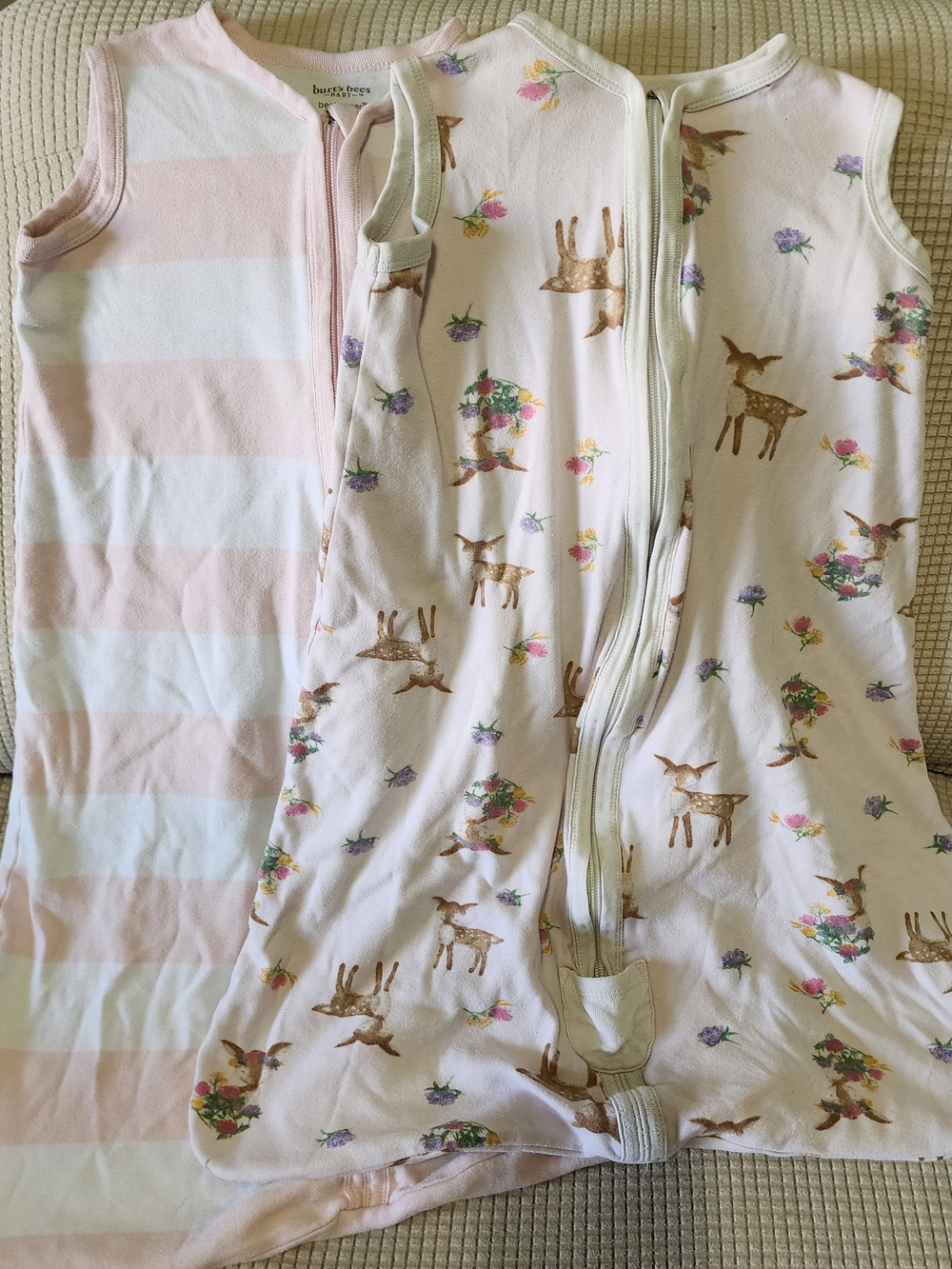 Burt's Bees Baby Pink Fawn Sleeveless Zip Sleep Bag - 2-Pack